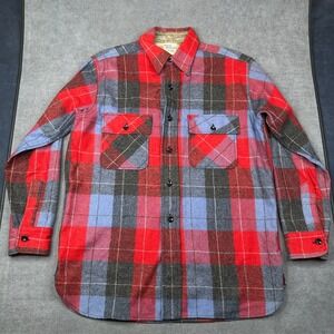 Roomy Richard Vintage Red Plaid Wool Flannel Shirt Union Made Workwear Mens L
